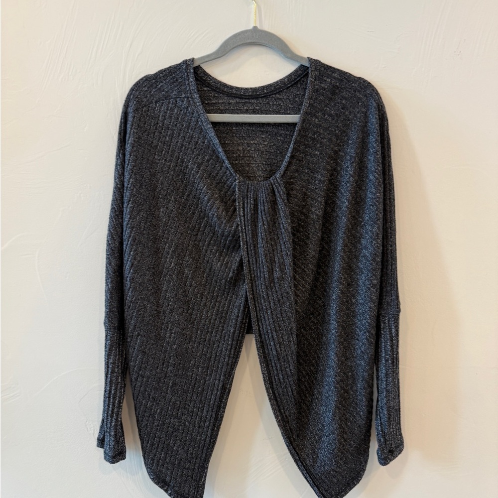 Splendid Asymmetrical Split Back Charcoal Sweater - image 2